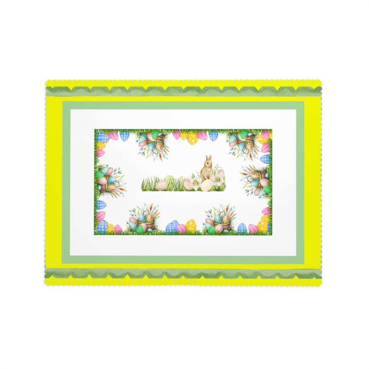 Rechteckige Tischdecke mit Wellenrand Ostermotiv aus 100% Polyester, Größe 72"x54", wasserdicht, einseitiger Druck mit Osterdesign