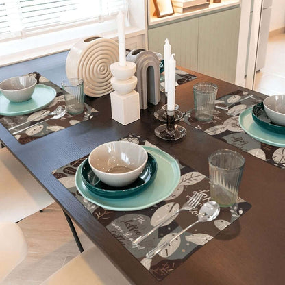 Elegante Tischdeko mit doppellagige Tischsets aus Leinenimitat, perfekter Schutz für Ihren Tisch, stilvolles zweischichtiges Design.