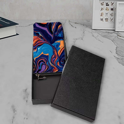 Clutch-Geldbörse für Damen mit buntem Design aus hochwertigem PU-Stoff, UV-Druck, und Aufbewahrungsbeutel-Set in Geschenkbox präsentiert.