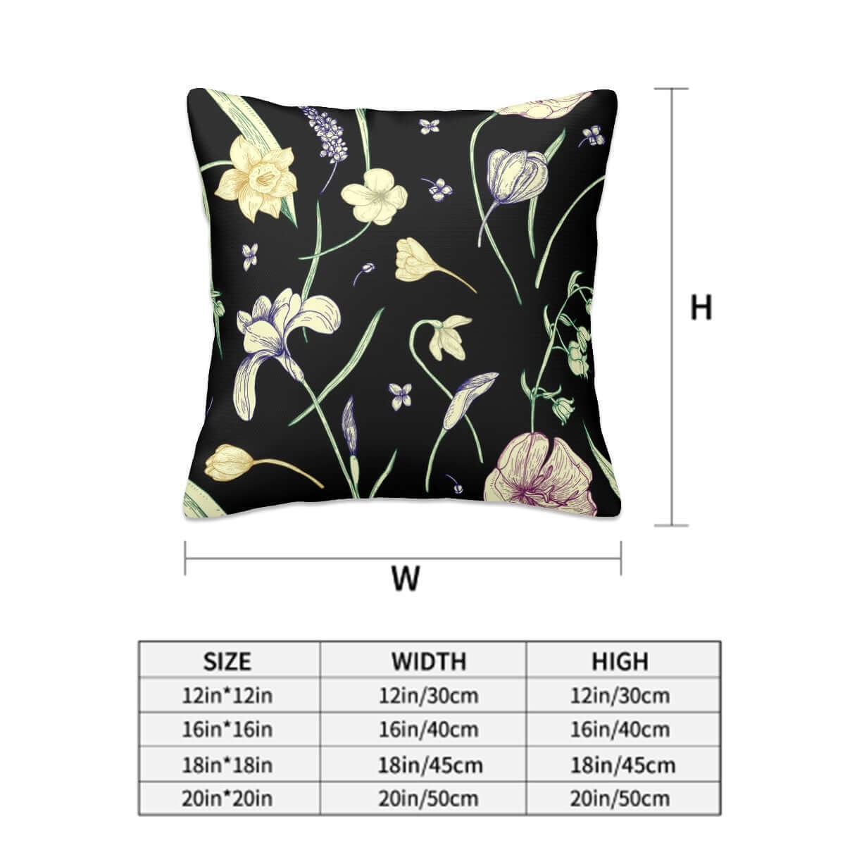 Ganzjahres-Kissenbezüge, 4er-Set mit Blumendesign, Polyester, verfügbare Größen: 12"x12", 16"x16", 18"x18", 20"x20", Details ansehen