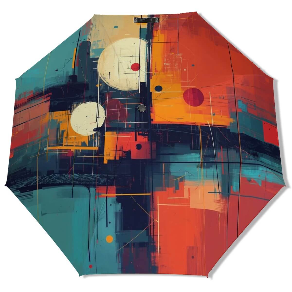 Farbenfroher UV-Schutz-Regenschirm mit abstraktem einseitigem Design, sublimationsgedruckt auf Vinyl, bietet effektiven UV-Schutz.