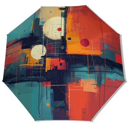 Farbenfroher UV-Schutz-Regenschirm mit abstraktem einseitigem Design, sublimationsgedruckt auf Vinyl, bietet effektiven UV-Schutz.