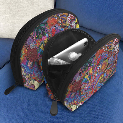 Colorful polyester Storage Bags Set of 2 with a zipper, large and small sizes, displaying vibrant patterns, ideal for organizing items.