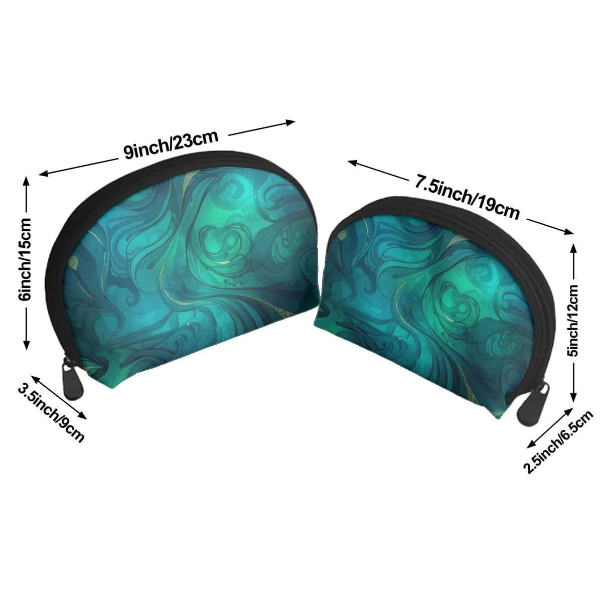 Aufbewahrungsbeutel-Set 2Teilig aus Polyester, einseitiger Druck, große Größe 9x3,5x6 Zoll, kleine Größe 7,5x2,5x5 Zoll.