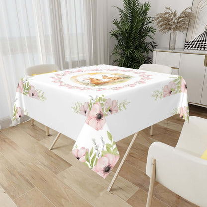 Quadratische Tischdecke Ostermotiv aus Polyester, 54x54 Zoll, mit einseitigem Druck und Sublimationstechnik, wasserabweisend.