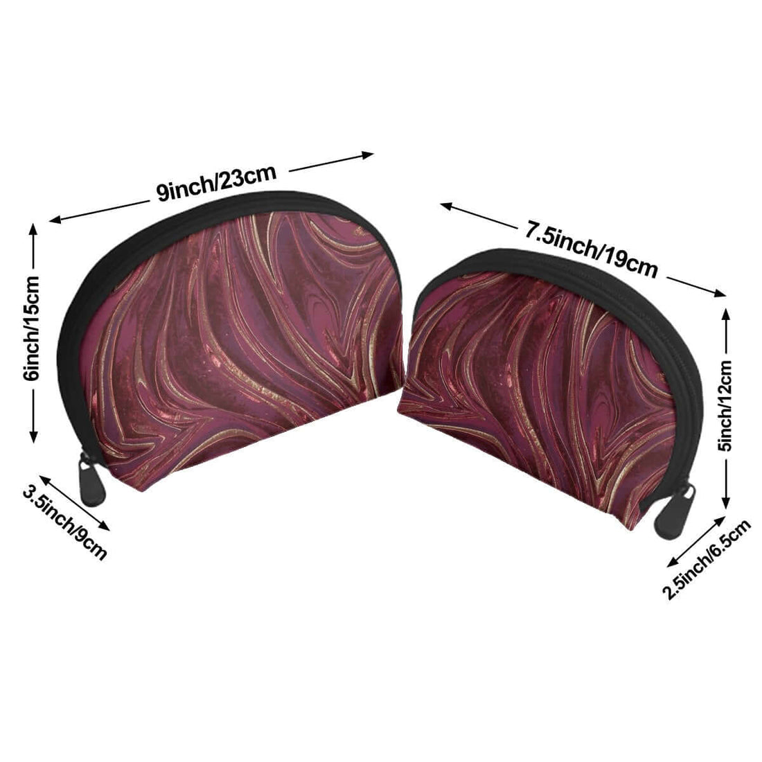 Aufbewahrungsbeutel-Set (2 Stück) mit großem und kleinem Polyesterbeutel, 9x3.5x6 Zoll und 7.5x2.5x5 Zoll, sublimierter Druck, Reißverschluss