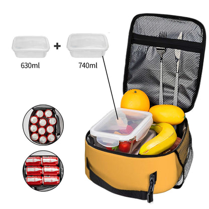 Lunchtasche mit schönem Design, gefüllt mit Obst und Behältern, aus Oxford-Stoff mit PEVA-Beschichtung, ideal für frische Lebensmittel.