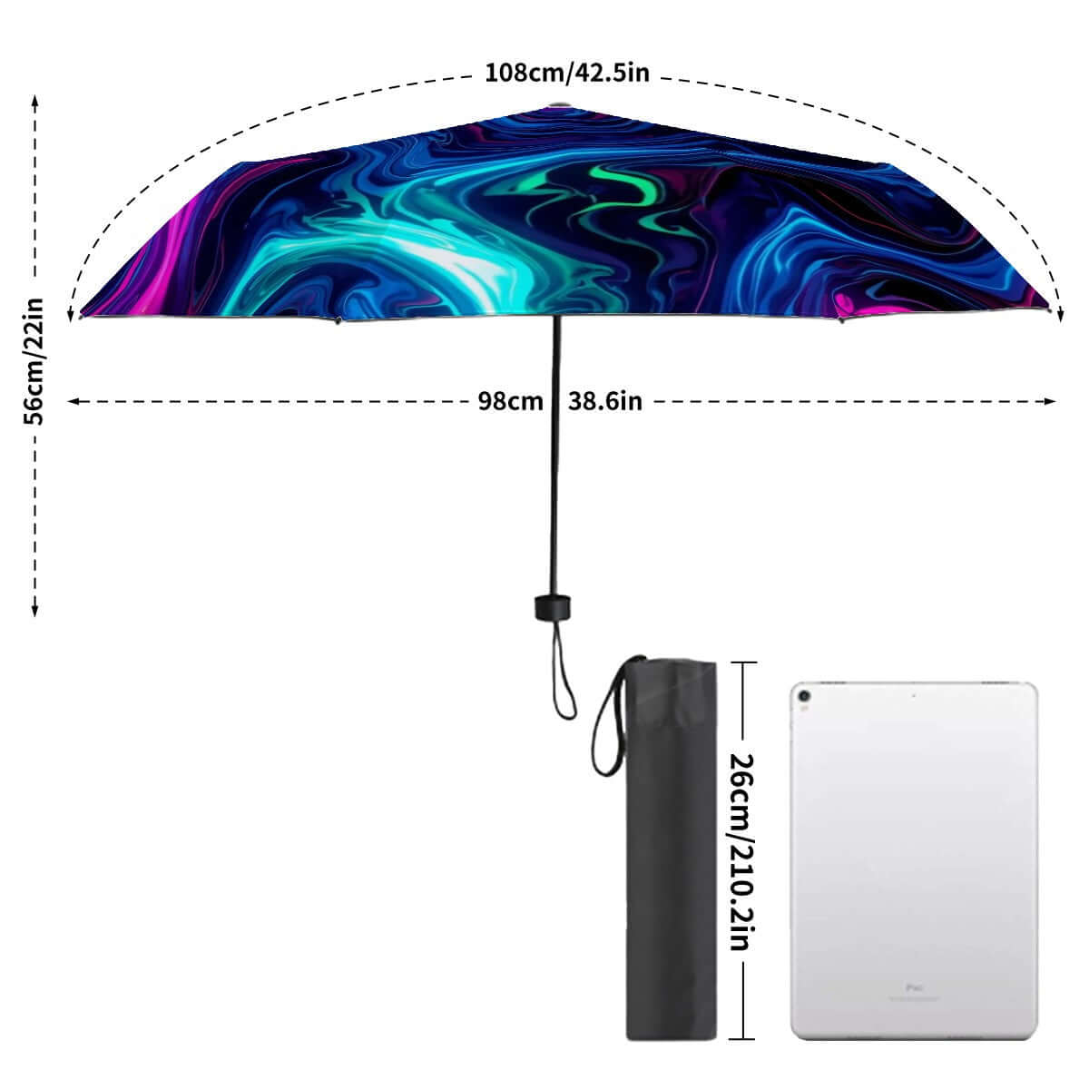UV-Schutz-Regenschirm mit Vinylbeschichtung und Nanotechnologie, 8 Strukturstähle, schwarz, windfest, Sublimationsdruck