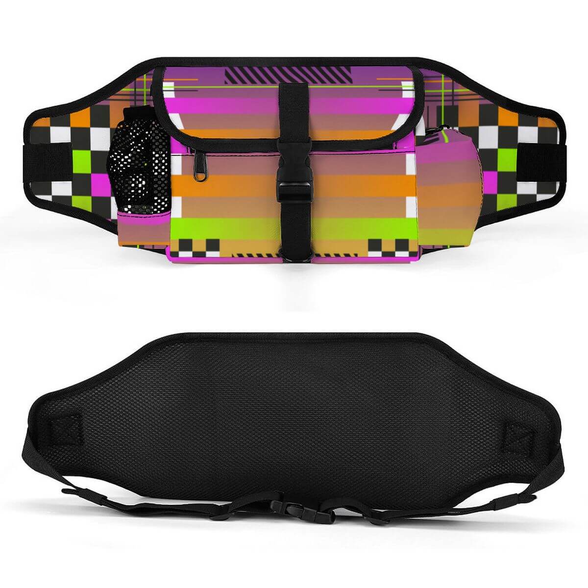 Hüfttasche für das Outdoor-Training von Haustieren mit buntem Design und mehreren Fächern.