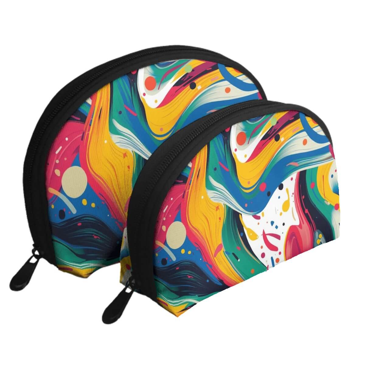 Colorful Storage Bags Set of 2 with zipper closure, polyester material, large and small sizes, sublimation printed design, PU-Tragetasche für Damen ansehen.