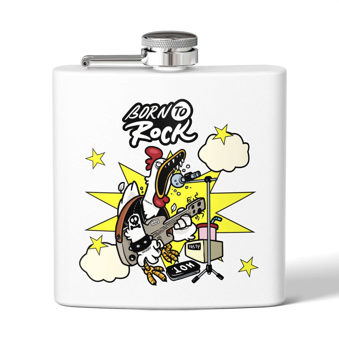 Edelstahl-Flachmann „Born to Rock 170 ml Party zum Thema Musik - Design-Familientruhe