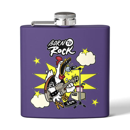 Edelstahl-Flachmann Born to Rock mit buntem Design, ideal für Musikliebhaber und perfekt für Festivals und Partys, 170 ml.