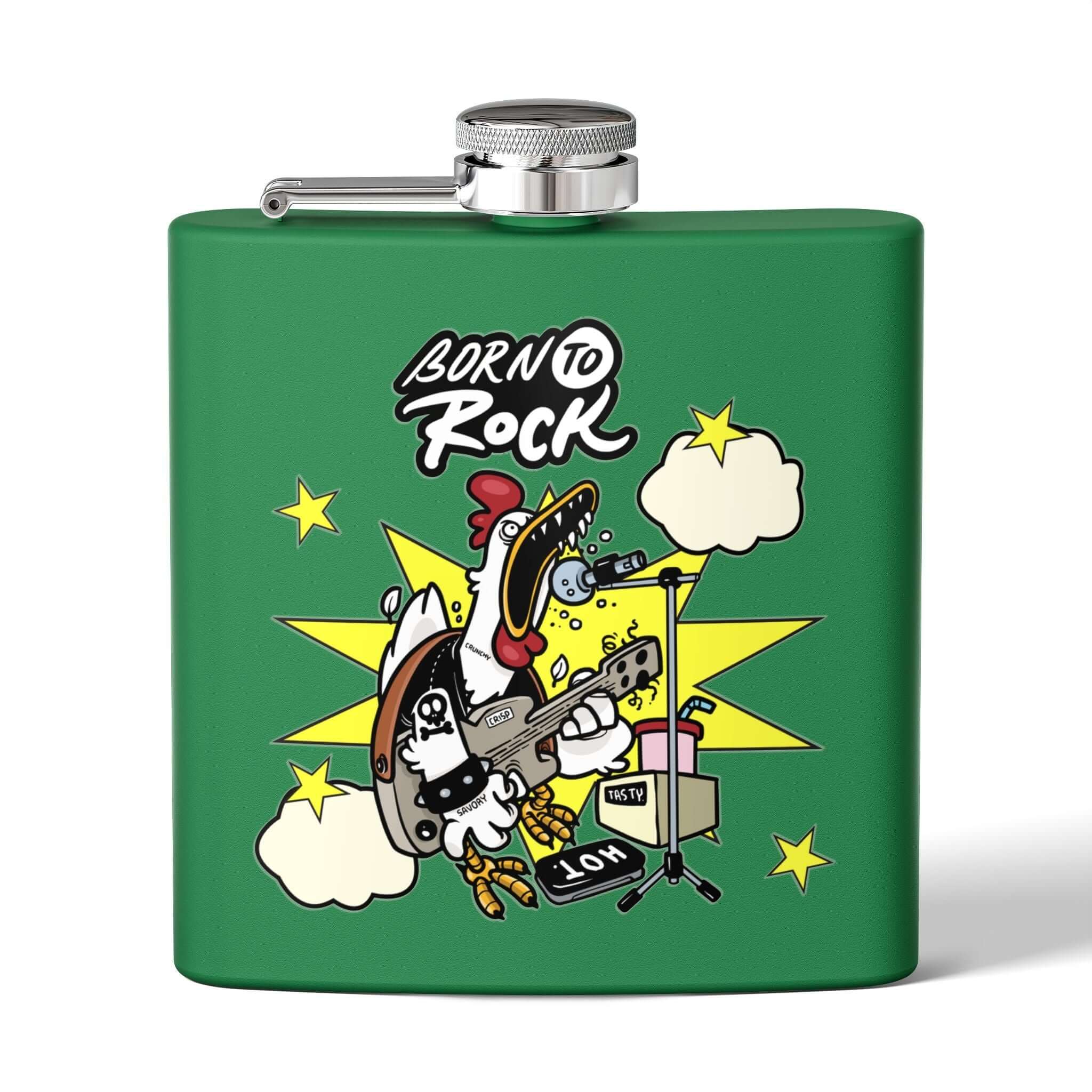 Edelstahl-Flachmann Born to Rock 170 ml, ideal für Musikliebhaber, Festival, Konzerte und Partys, Details für Edelstahl-Flachmann für Soldaten ansehen