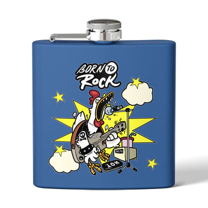 Edelstahl-Flachmann Born to Rock 170 ml mit rockigem Design, ideal für Musikliebhaber und Soldaten, perfekt für Festivals und Partys.