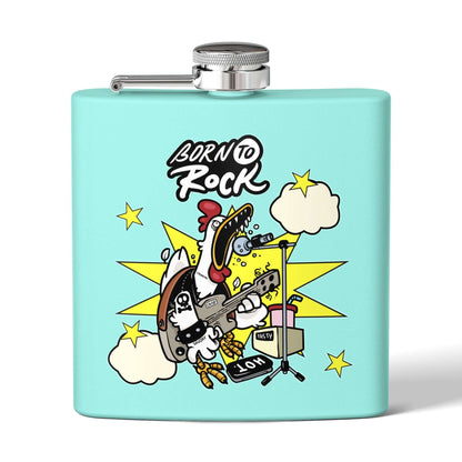 Edelstahl-Flachmann Born to Rock 170 ml mit Rockmusik-Motiv. Perfekt für Musikliebhaber und Soldaten. Details für Edelstahl-Flachmann ansehen.