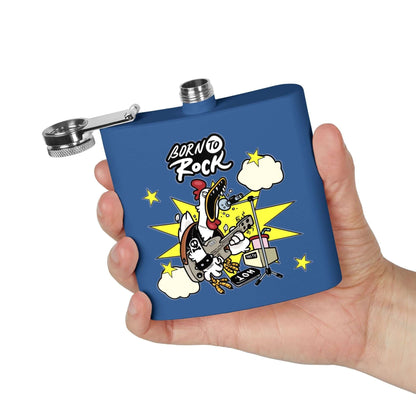 Edelstahl-Flachmann Born to Rock 170 ml mit rockigem Design, ideal für Musikliebhaber auf Konzerten und Festivals. Details für Soldaten ansehen.