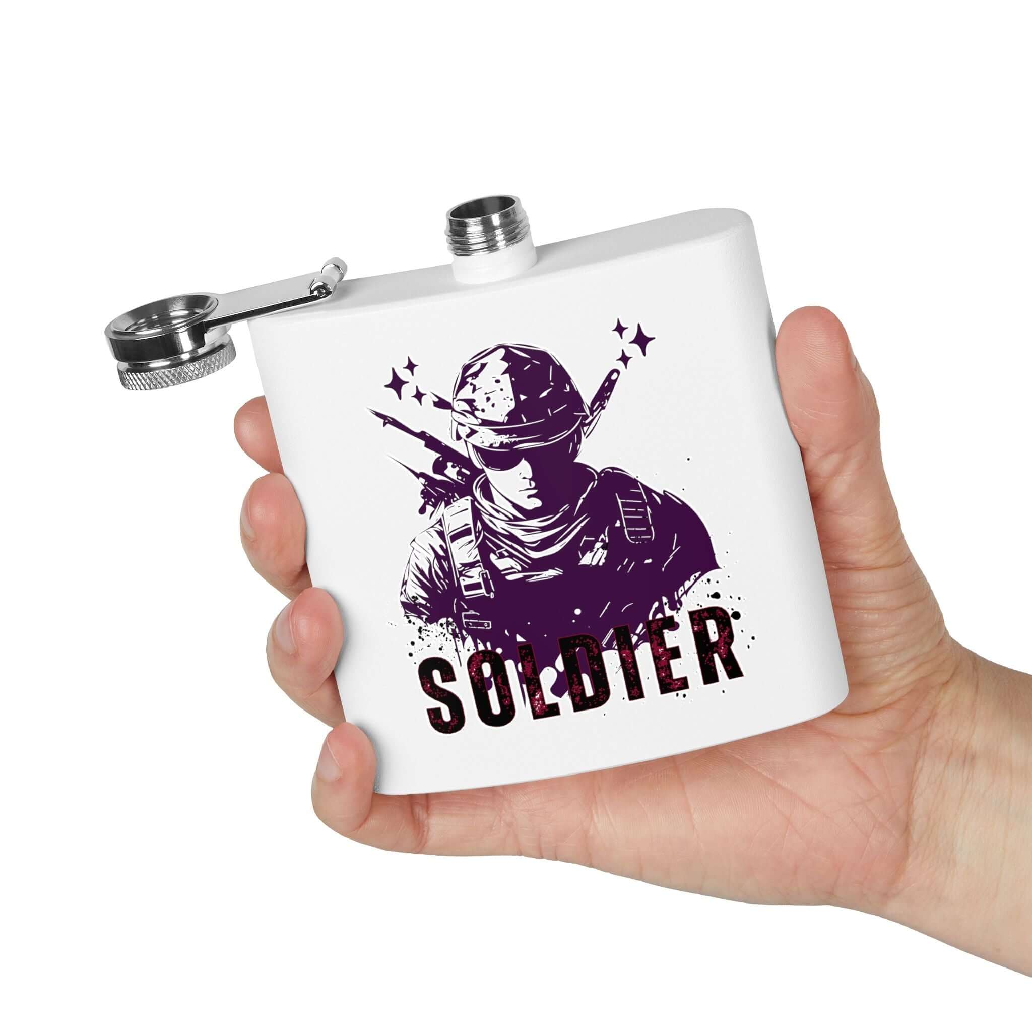 Edelstahl-Flachmann für Soldaten mit Soldatenmotiv und 170 ml Fassungsvermögen, langlebiges und praktisches Geschenk, Details ansehen.