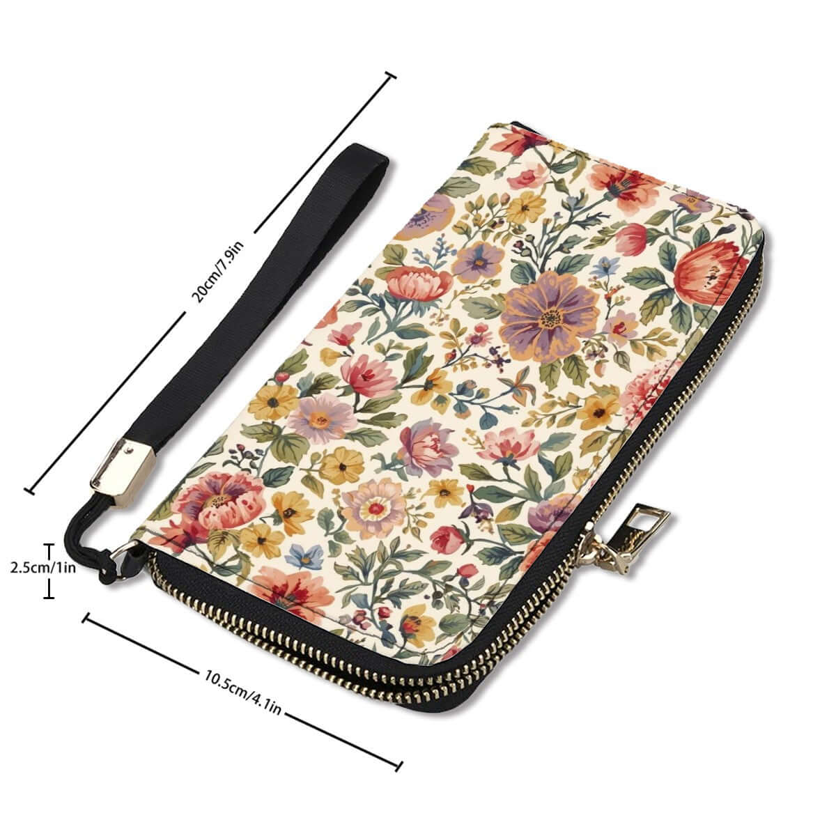 Clutch-Geldbörse für Damen, florales Design aus hochwertigem PU, doppelseitig bedruckt, UV-Druck, 4,1&