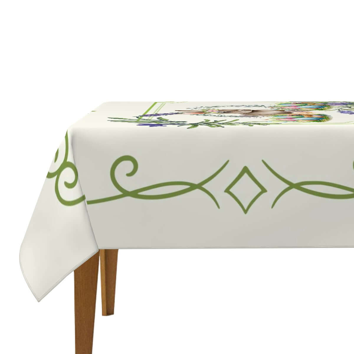 Quadratische Tischdecke Ostermotiv, Polyester, 54"x54"/60"x60", wasserabweisend, Sublimationsdruck, einseitig bedruckt, tischschützend.