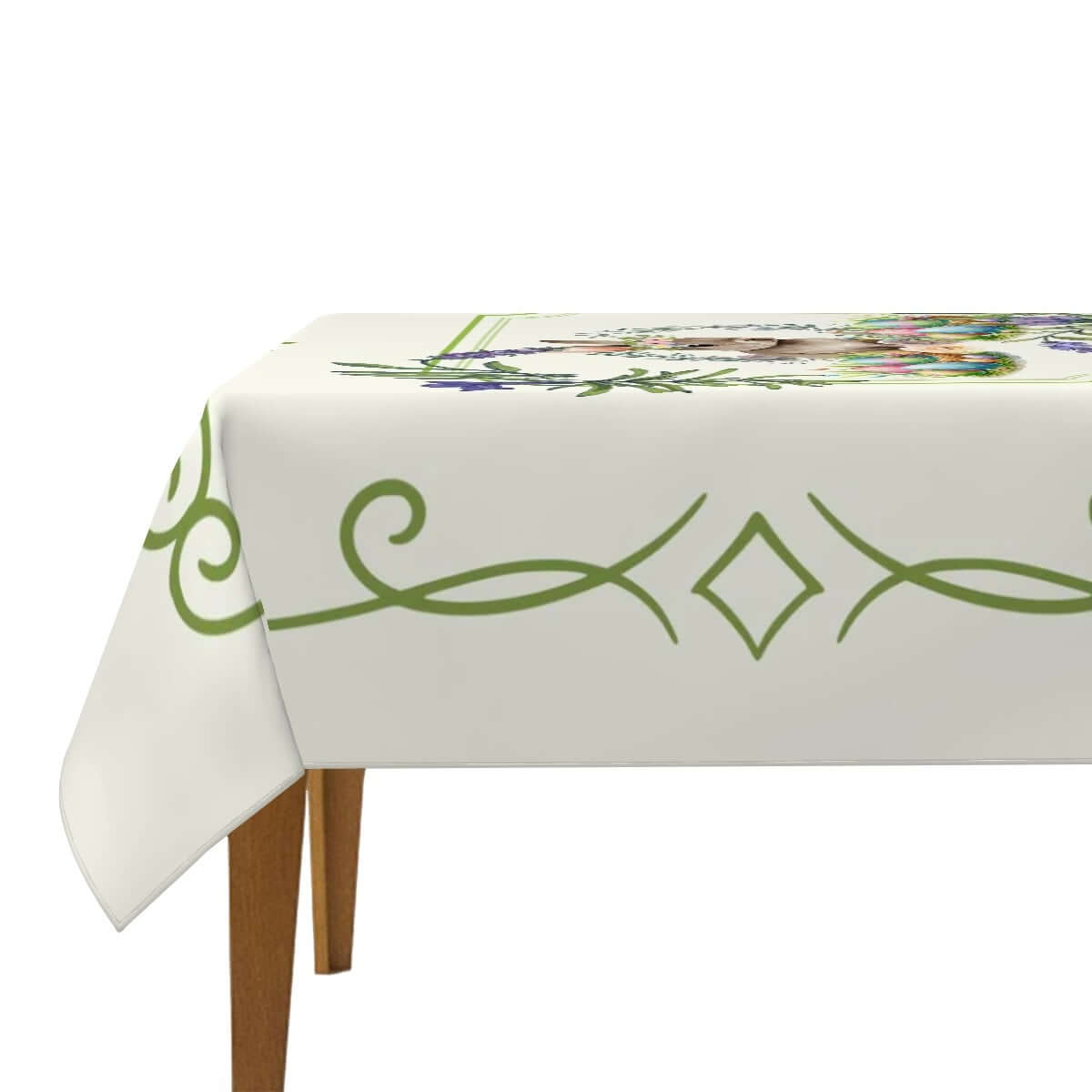 Quadratische Tischdecke Ostermotiv aus Polyester, 54"x54", bedruckt mit Ostermotiv, wasserabweisend, waschbar, perfekt zum Dekorieren.