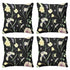 Blumendesign auf Ganzjahres-Kissenbezüge, 4er-Set mit schwarzen Hintergrund, ideal für vielseitige Raumdekoration. Details ansehen.