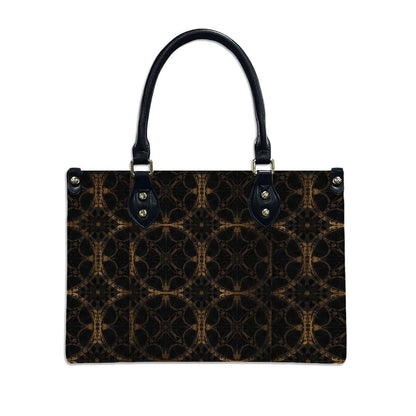 PU-Tragetasche für Damen mit elegantem Muster, schwarz, abnehmbarer Aufbewahrungsbeutel-Set (2 Stück) inklusive, UV-Druckdesign.