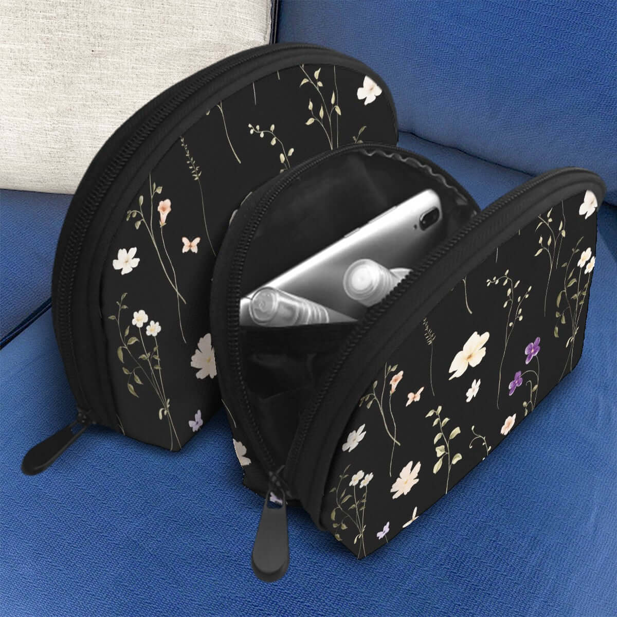 Aufbewahrungsbeutel-Set aus Polyester, große und kleine Größe, für vielseitige Nutzung; Blumendesign mit Sublimationsdruck.