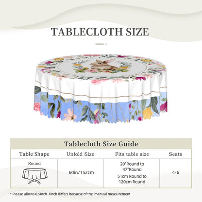 Runde Tischdecke mit gewelltem Rand, 60 Zoll Ostermotiv, 100% Polyester, wasserabweisend, ideal zum Schutz und Dekorieren Ihres Tisches.