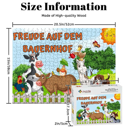 500-teiliges Holzpuzzle (horizontal) mit Tieren, hochwertige Verarbeitung aus Holz, Größe 52 x 38 cm.