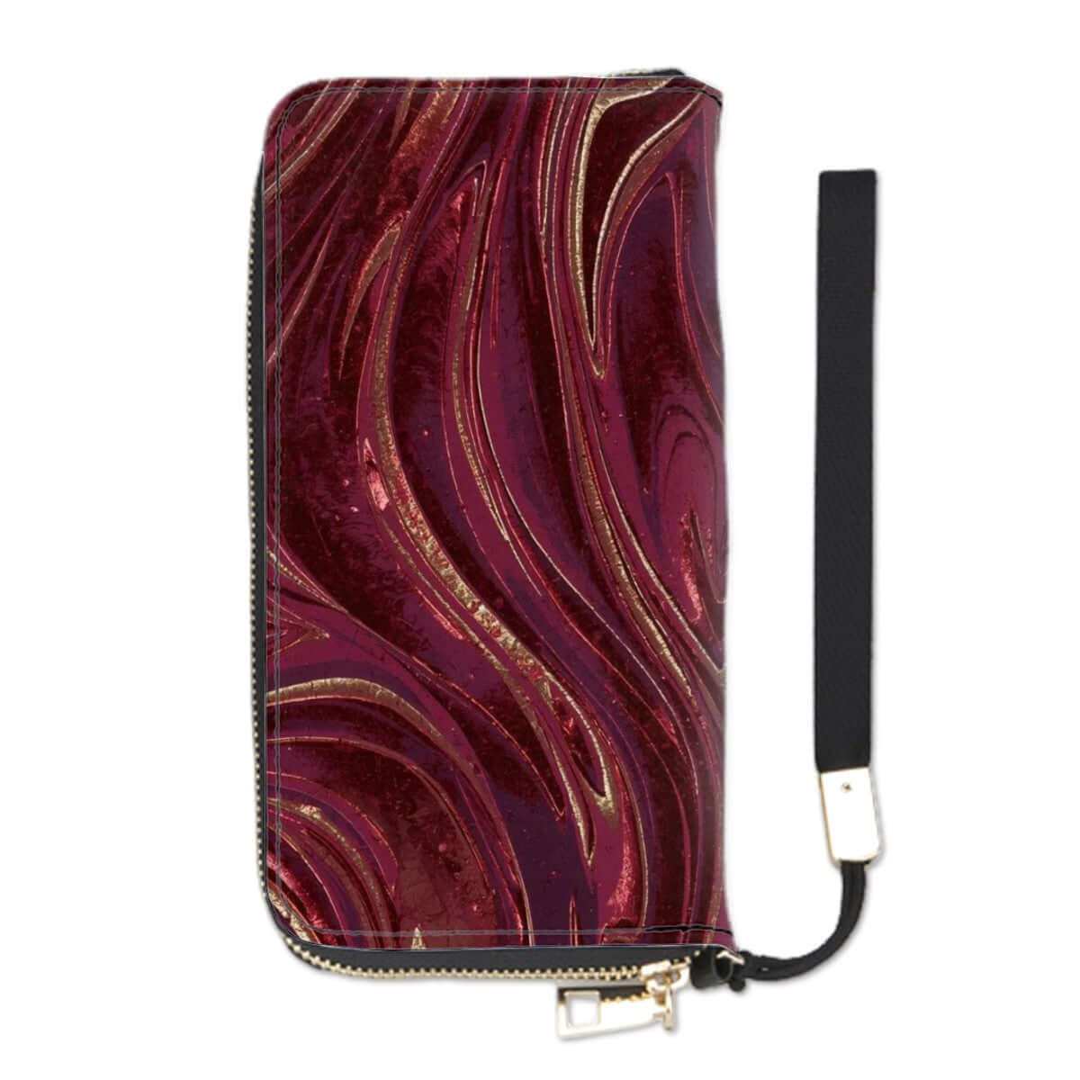 Clutch-Geldbörse für Damen aus PU mit doppelseitigem UV-Druck, Aufbewahrungsbeutel-Set (2 Stück), modern und elegant in Rot-Gold-Design