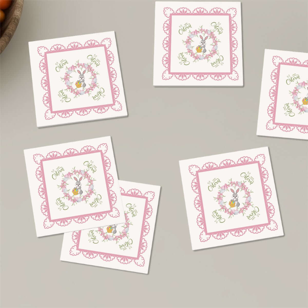 Quadratische Keramikuntersetzer, 6 Stück mit floralem Design, keramisch und umweltfreundlich, ideal für Haushalt oder Büro.