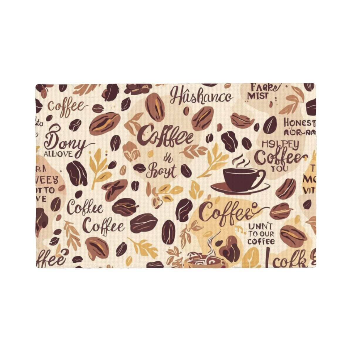 Doppellagige Tischsets aus Leinenimitat mit Kaffeetassen-und-Bohnen-Design, doppelseitiger Druck, ideal zum Schutz vor Hitzeschäden.