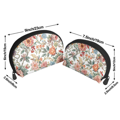 Aufbewahrungsbeutel-Set (2 Stück) mit floralem Muster, Polyester, große Tasche 9x3.5x6 Zoll, kleine Tasche 7.5x2.5x5 Zoll
