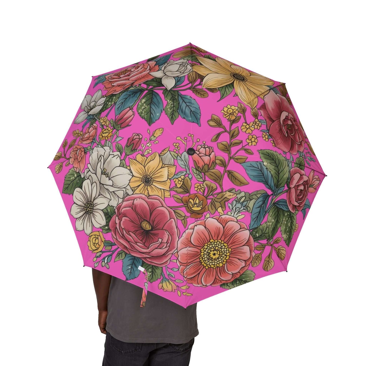 Faltbarer Regenschirm mit Blumendruck - Design-Familientruhe