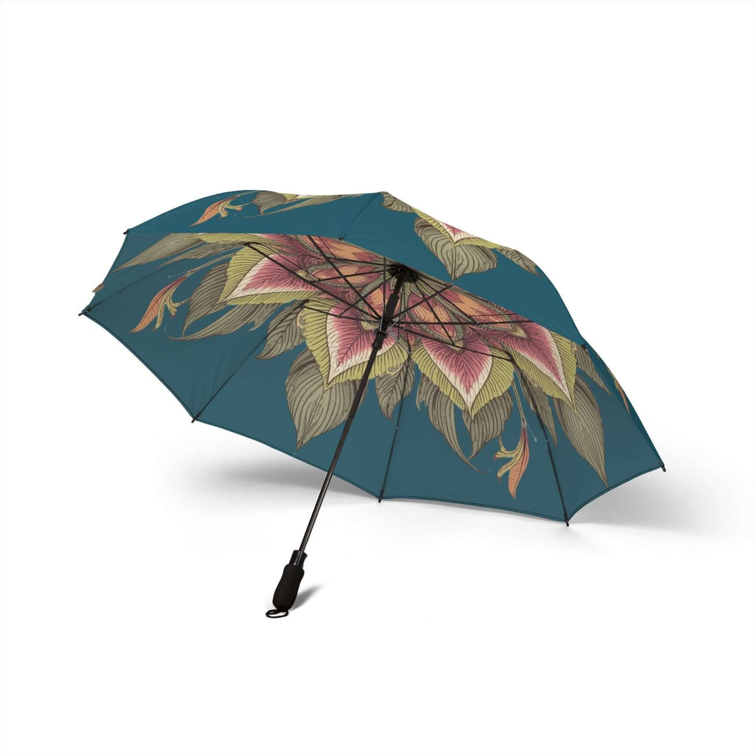 Farbenfroher Regenschirm mit Blumenmuster, künstlerischer Faltschirm - Design-Familientruhe