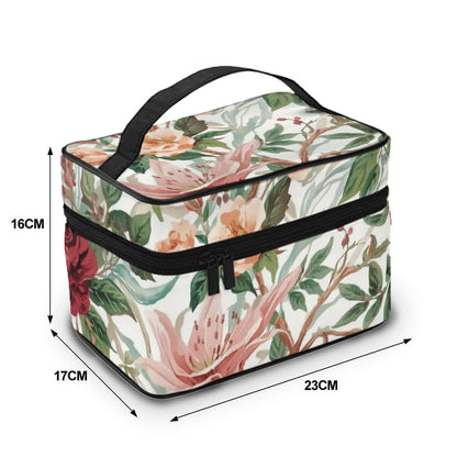 Tragbare Reise-Kosmetiktasche aus Polyester mit Blumendesign, 9"x6.7"x6.3", ideale Kapazität für vielseitige Bedürfnisse.