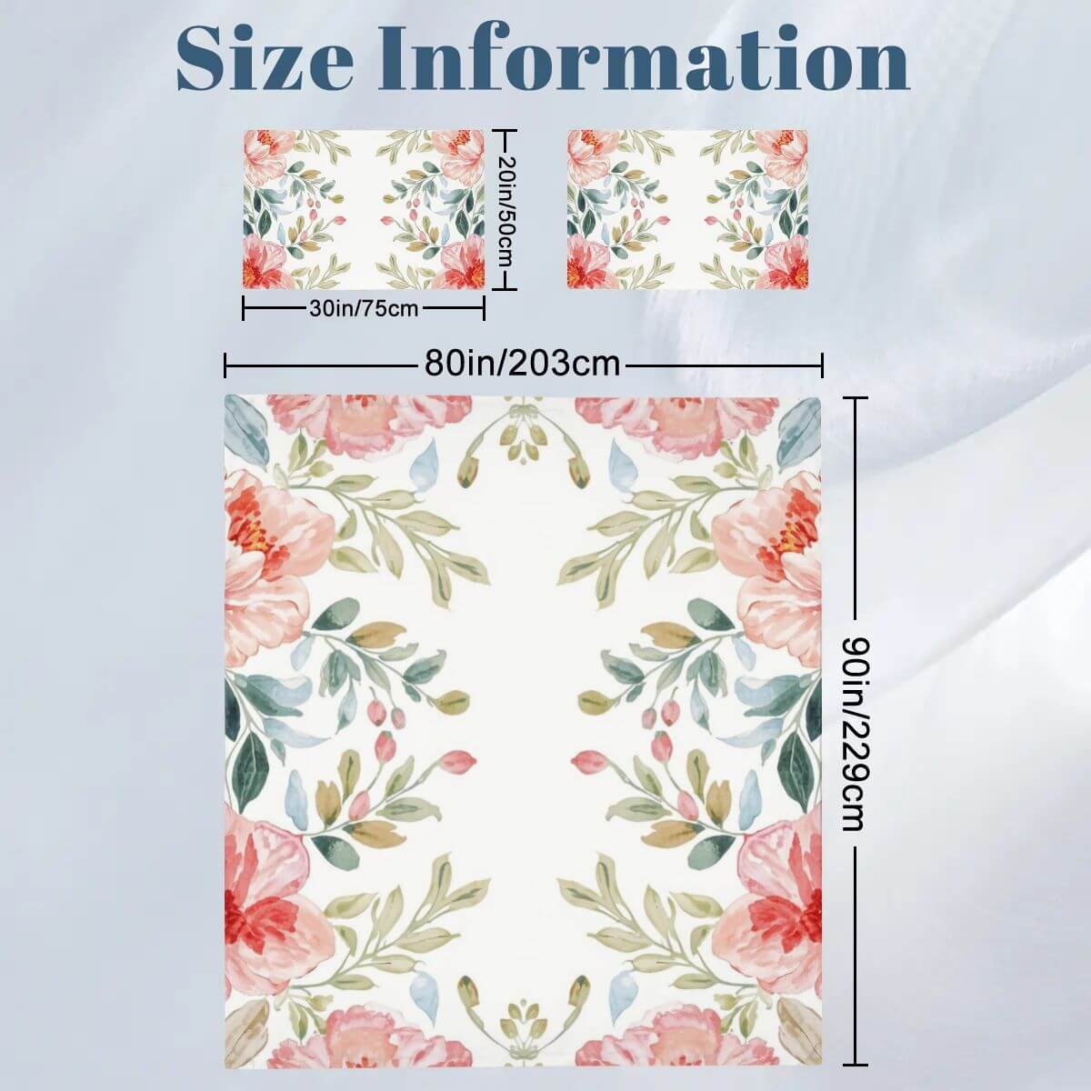 Komplettes Bettwäscheset mit floralem Design, Bettbezug 80"x90", Kissenbezüge 30"x20"-2 Stück, hochwertige Polyesterqualität.