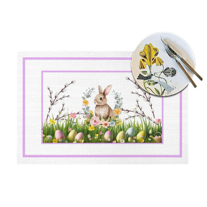 Tischset aus gewebtem PVC mit Osterhasenmotiv, ideale Tischdekoration, hitzebeständig und rutschfest, Größe 18x12 Zoll