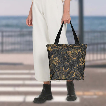 Elegante Damen-Schultertasche mit floralem Design zum Einkaufen, hergestellt aus Polyester, Größe 11"x7"x13".