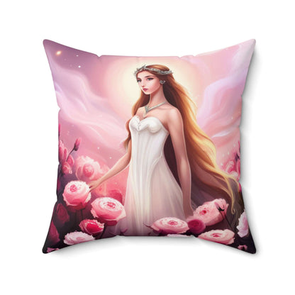 Florales Deko Kissen Gemütlicher Wohnakzent mit einer Frau in einem blumigen Design, ideal für Sofas und Betten.