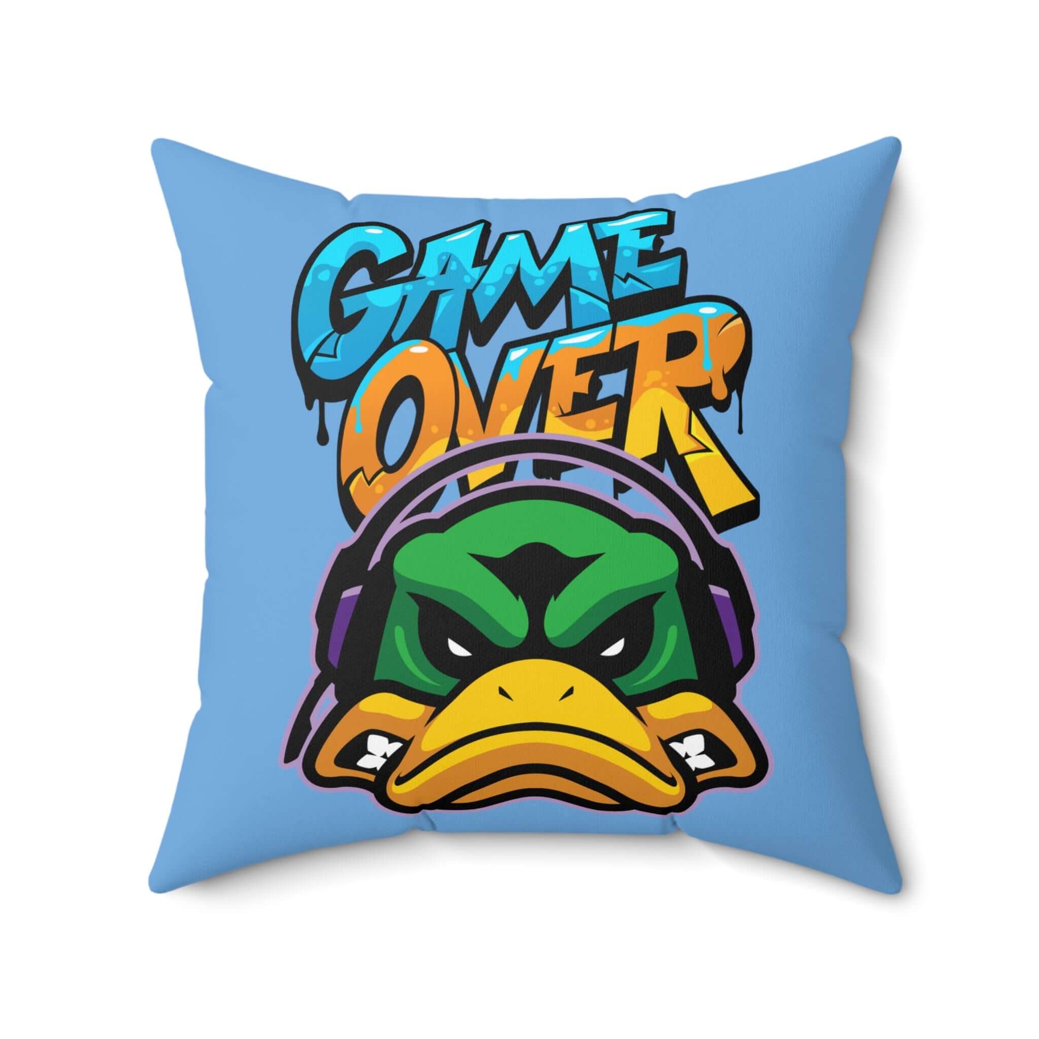 Gaming-Ente Quadratisches Kissen, Game Over Dekor - Design-Familientruhe