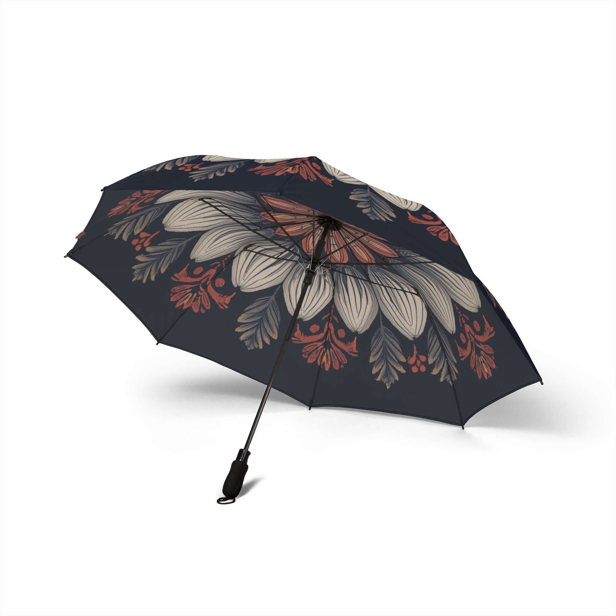 Halbautomatischer Falt- Regenschirm mit floralem Design - Design-Familientruhe