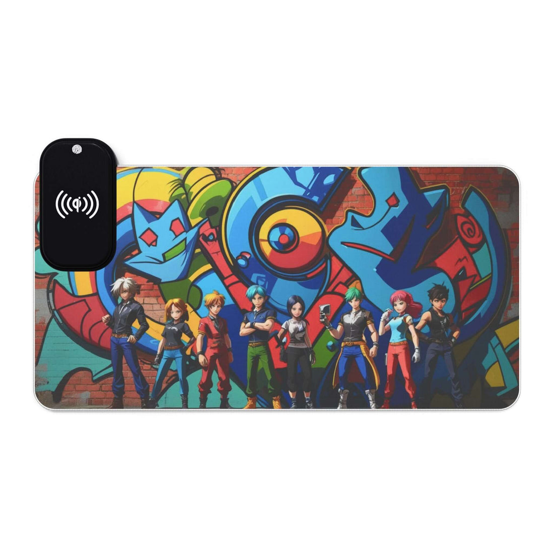 LED-Gaming-Mauspad mit kabellosem Laden, bunte Kunst, Gamer-Geschenk - Design-Familientruhe