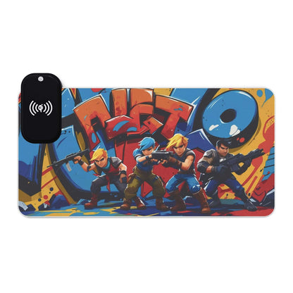 LED-Gaming-Mauspad mit kabellosem Laden – Buntes Gamer - Design-Familientruhe