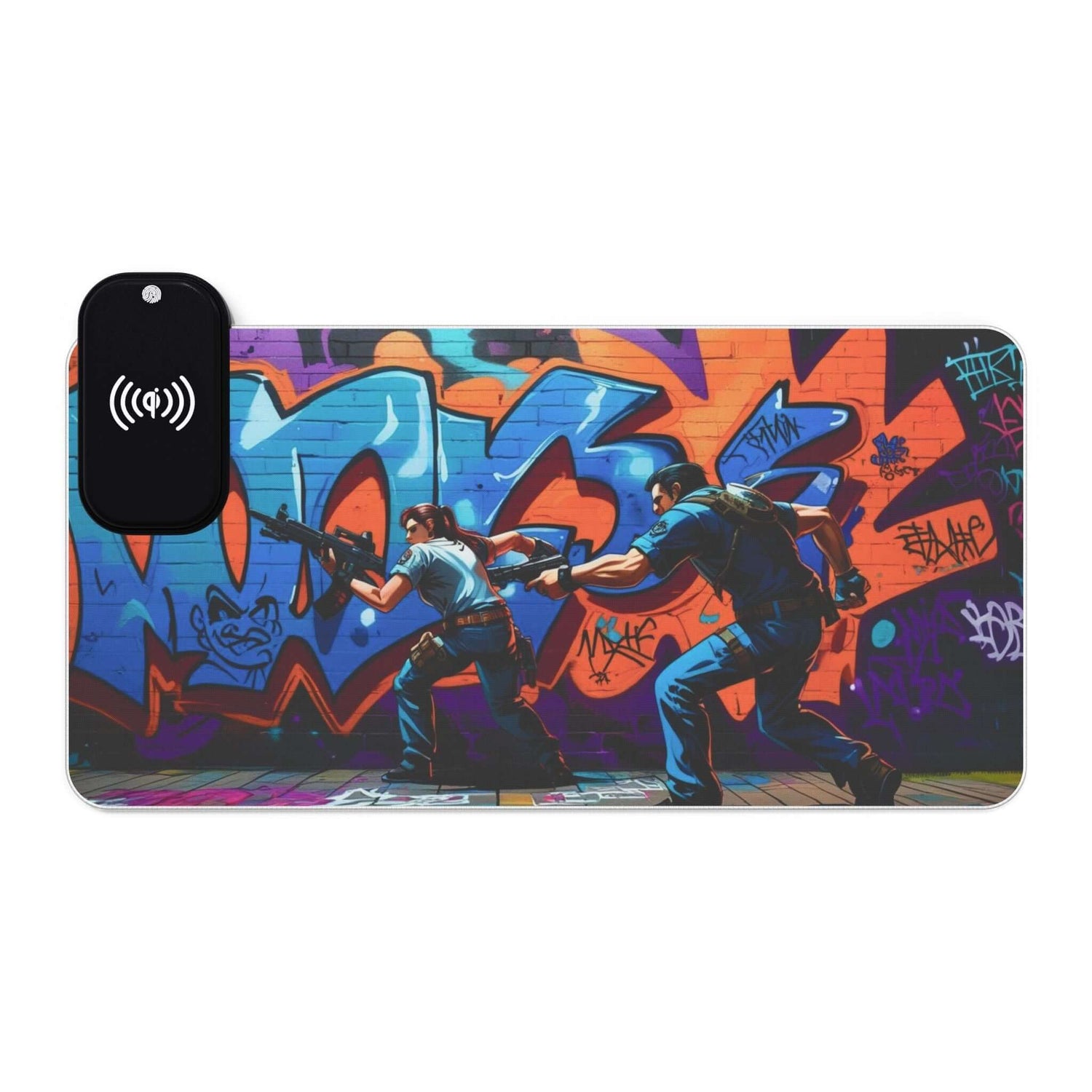 LED-Gaming-Mauspad mit kabelloser Aufladung – Bunte Gamer - Design-Familientruhe