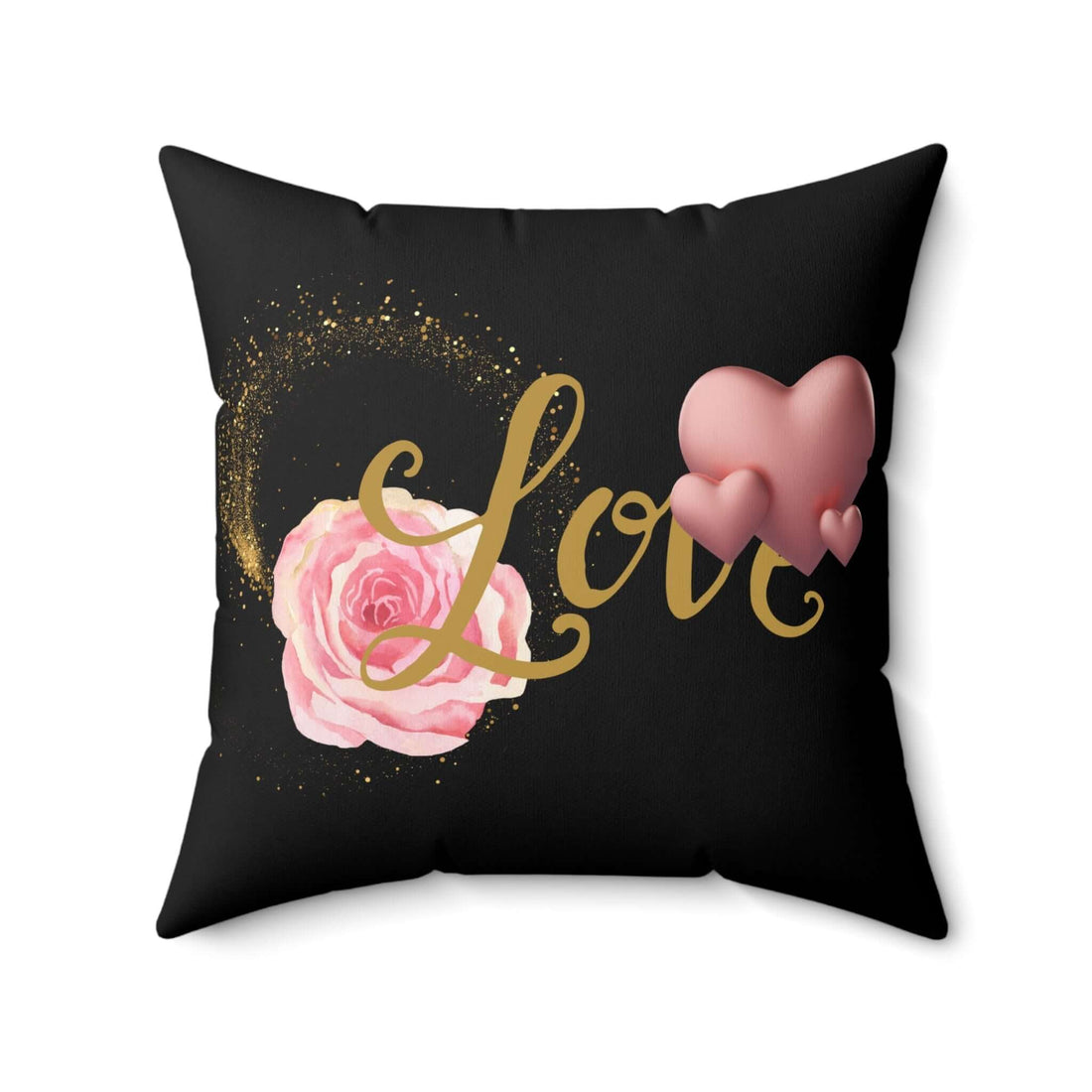 Dekokissen Love Rose Valentinstags Geschenk mit Blumenmuster und Schriftzug &