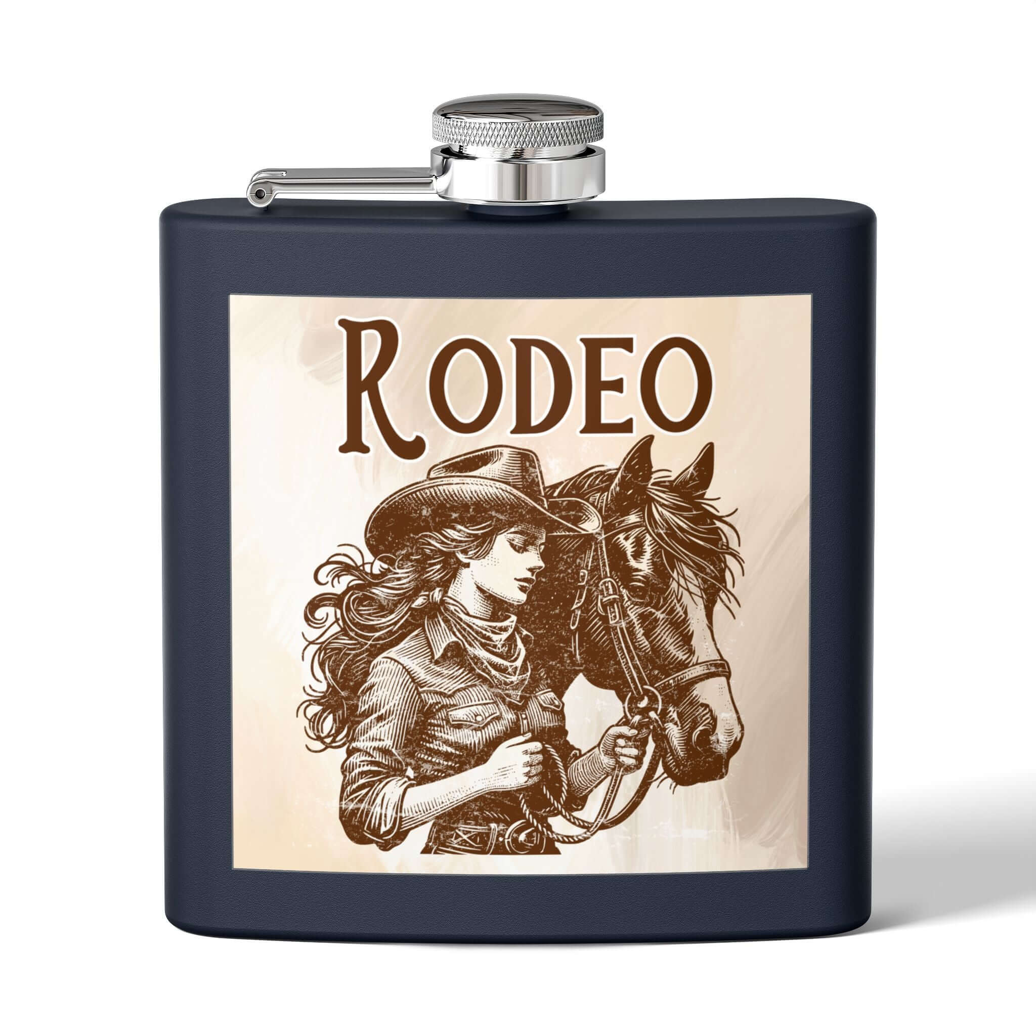 Magischer Flachmann aus Edelstahl mit Westernmotiv, ideal für Camping und Festivals. Details für Edelstahl-Flachmann für Soldaten ansehen.