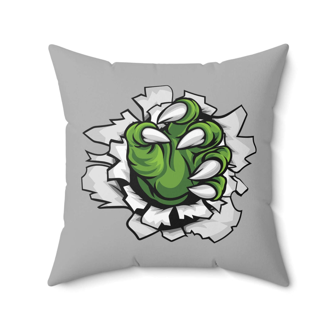 Monster Krallenkissen, Gemütliches Wohndekor für Kinder, quadratisches Kissen mit grünem Monsterkrallen-Design