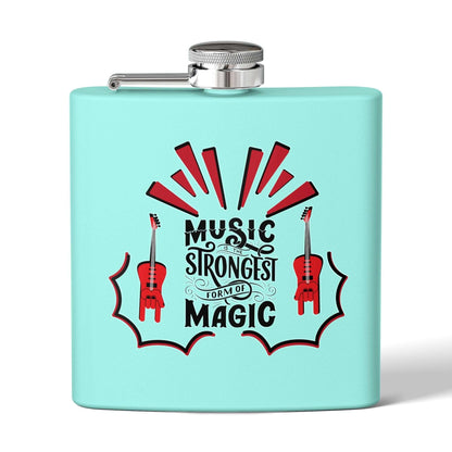 Music Magic Edelstahl-Flachmann with music-themed design, perfect for gift-giving; details for Edelstahl-Flachmann for soldiers available.
