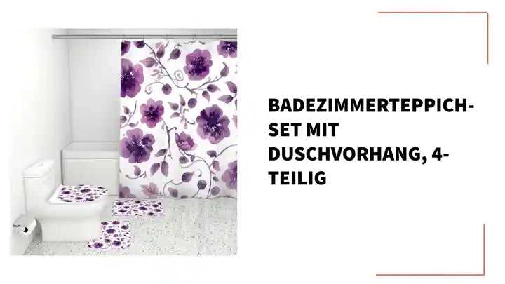 Badezimmerteppich-Set mit Duschvorhang, 4-teilig by@Outfy